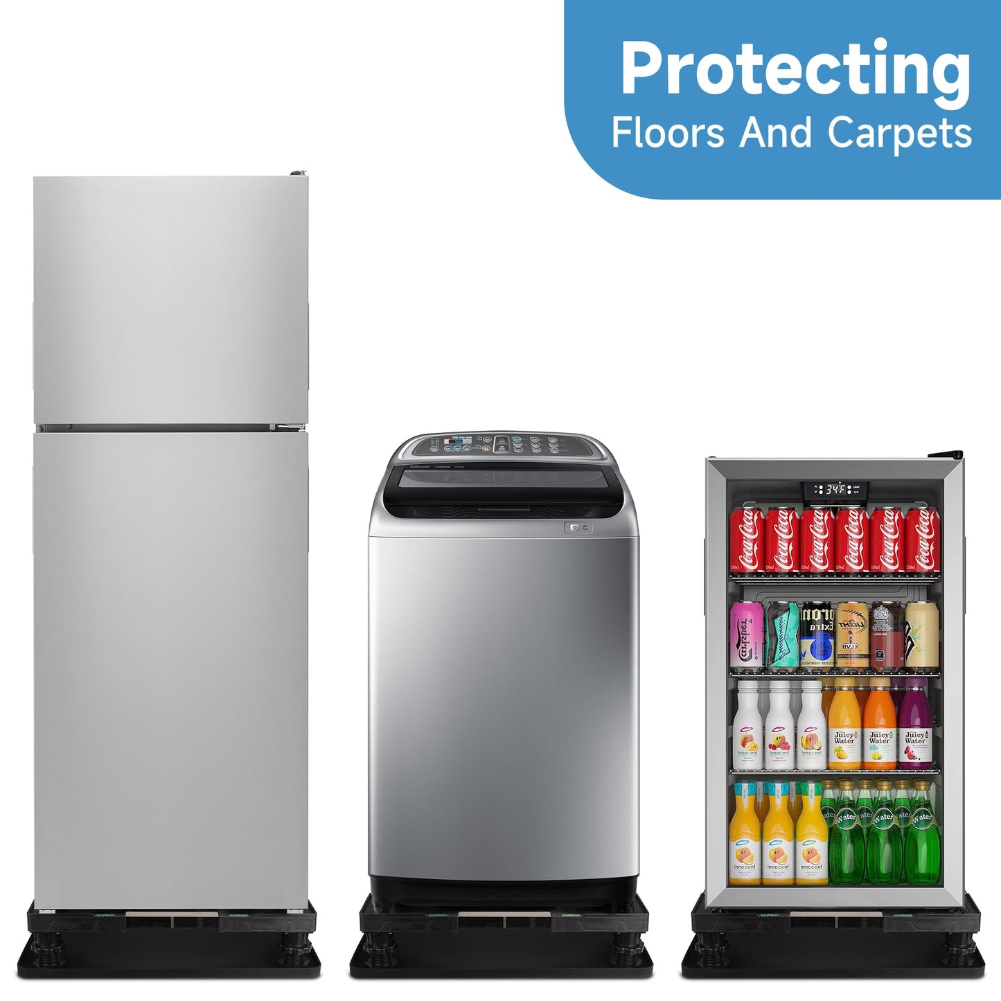 27''x27'' Extra Large Mini Fridge Silicone Mat with 0.5'' Raised Edges, Prevent Water Leakage and Floor Damage from Elecrical Equipment such as Washing Machines, Dryer, Mini Fridge, Wine Cabinet.