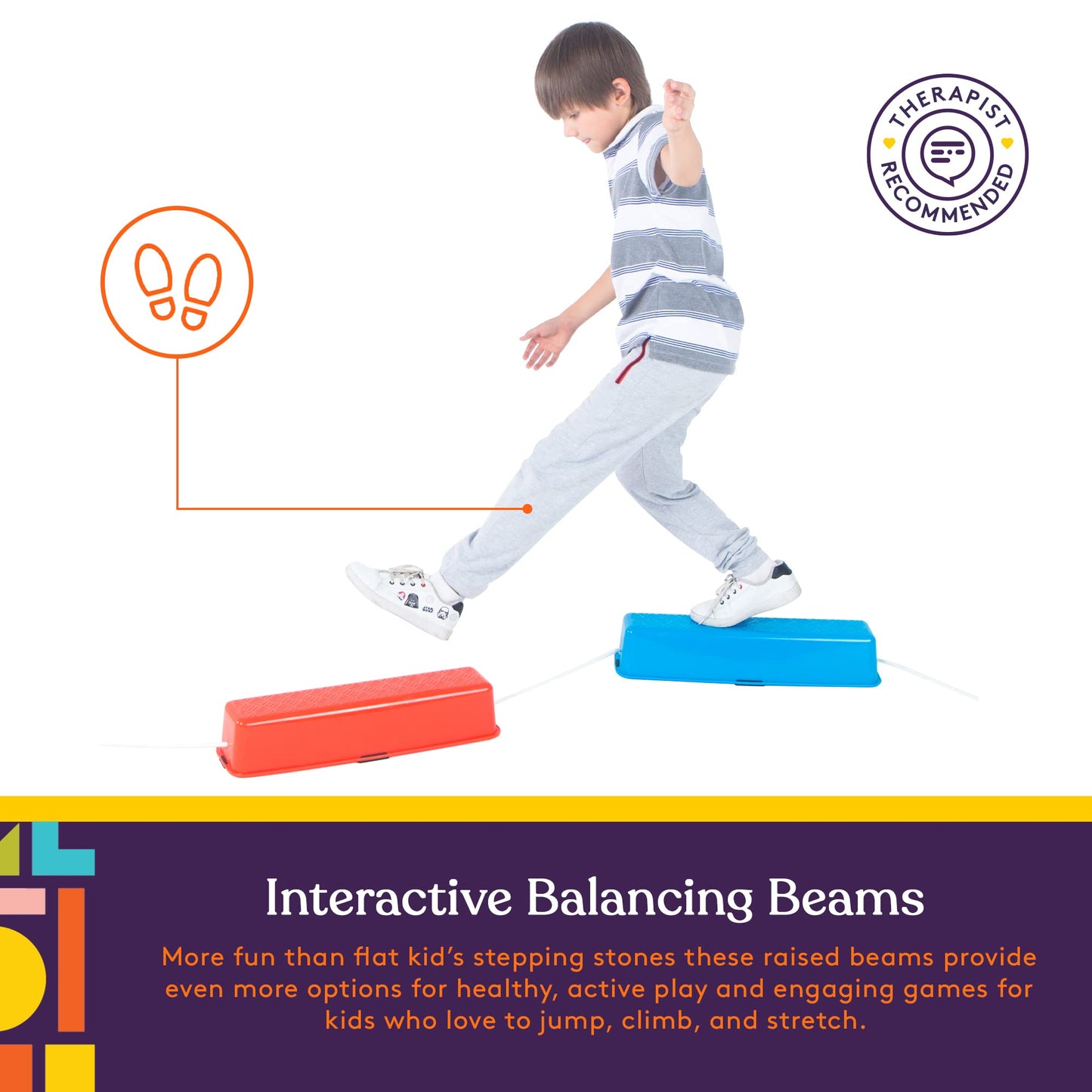 Special Supplies Stepping Stones for Kids Balance Beams 8 Set Non-Slip Textured Surface and Slip Resistant Floor Rubber Edges, Promote Agility, Strength, Active Play