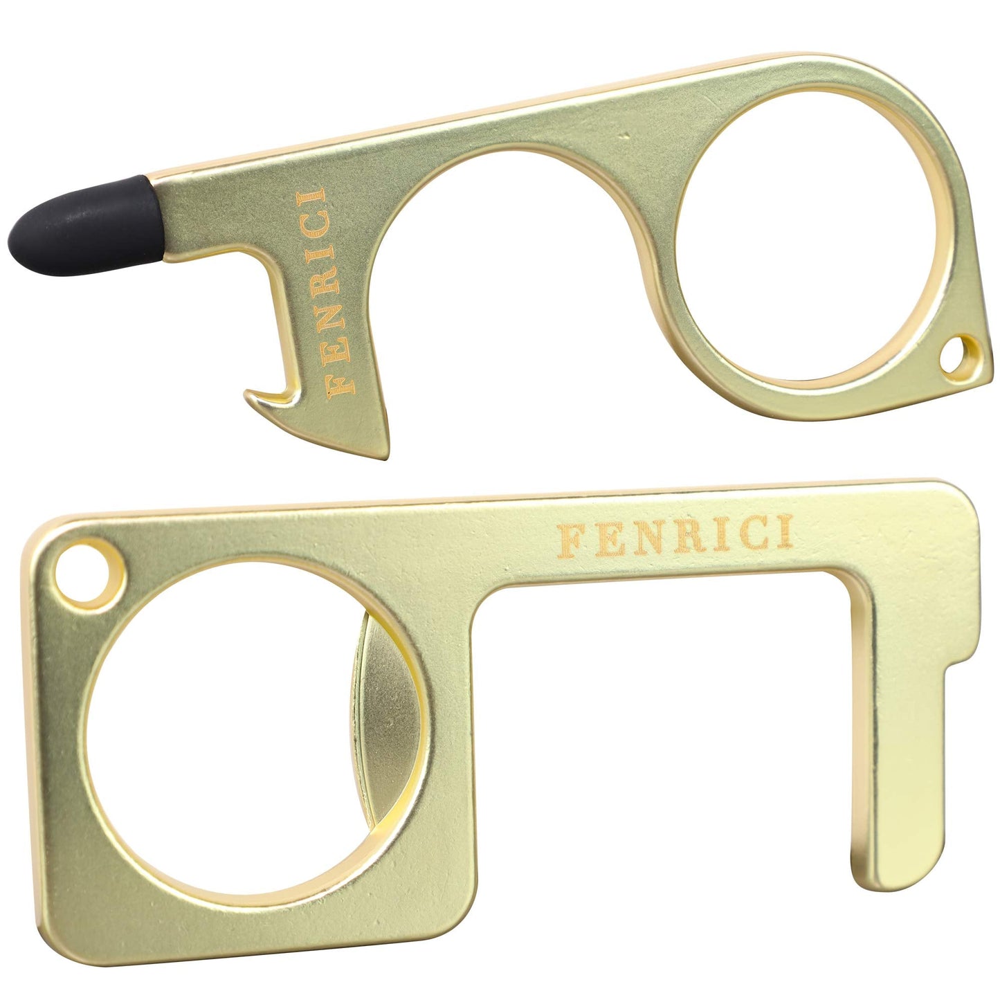 3-in-1 Stylus, Bottle Opener, and Keychain - Multifunctional Touchscreen Pen, Compact Beverage Opener, and Lightweight Keyring Accessory, Gold, 2Pack