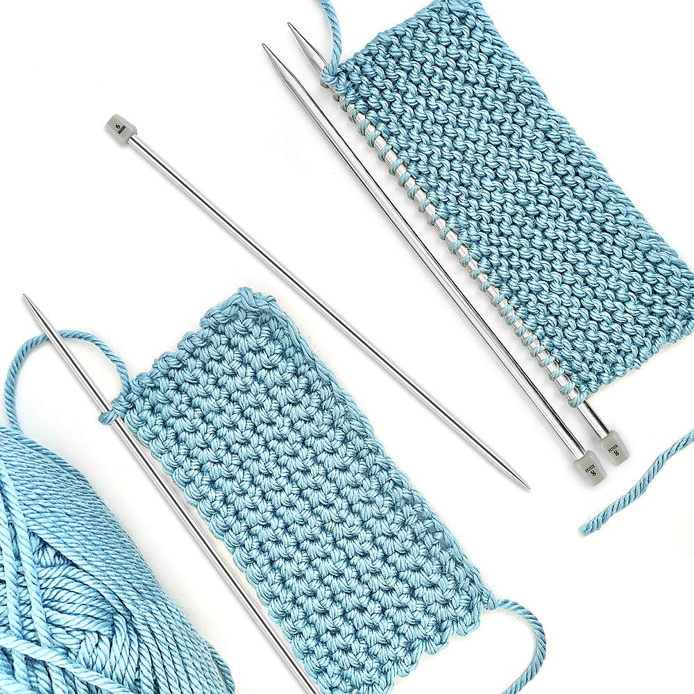 Hysagtek 22 Pcs Knitting Needles Set, 14 Inches Stainless Steel Straight Single Pointed Knitting Needle Kit Metal Knitting Kit in Different Sizes 2.0mm to 8.0mm, with Gift Organizer Bag, 11 Pairs