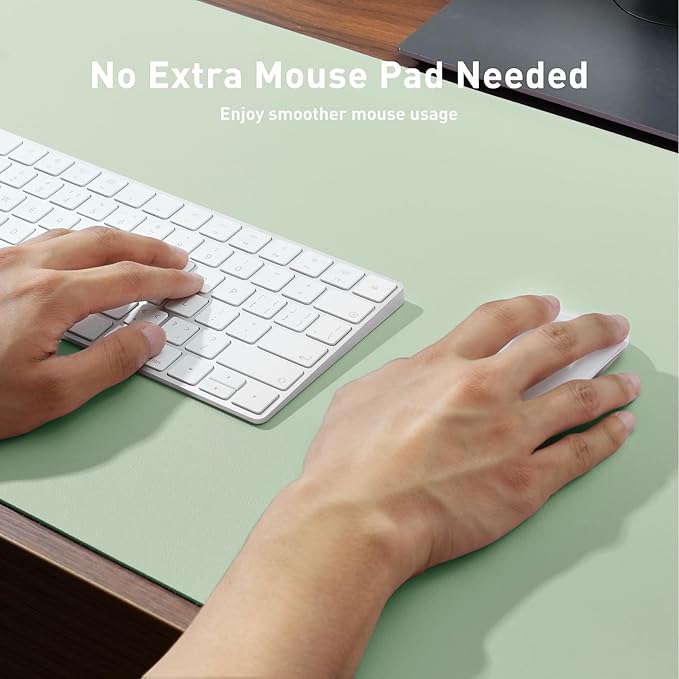Aothia Large PU Leather Desk Pad Protector - Non-Slip Mouse Pad & Writing Mat for Office/Home, Waterproof, Easy to Clean (23.6" x 13.7", Aqua)