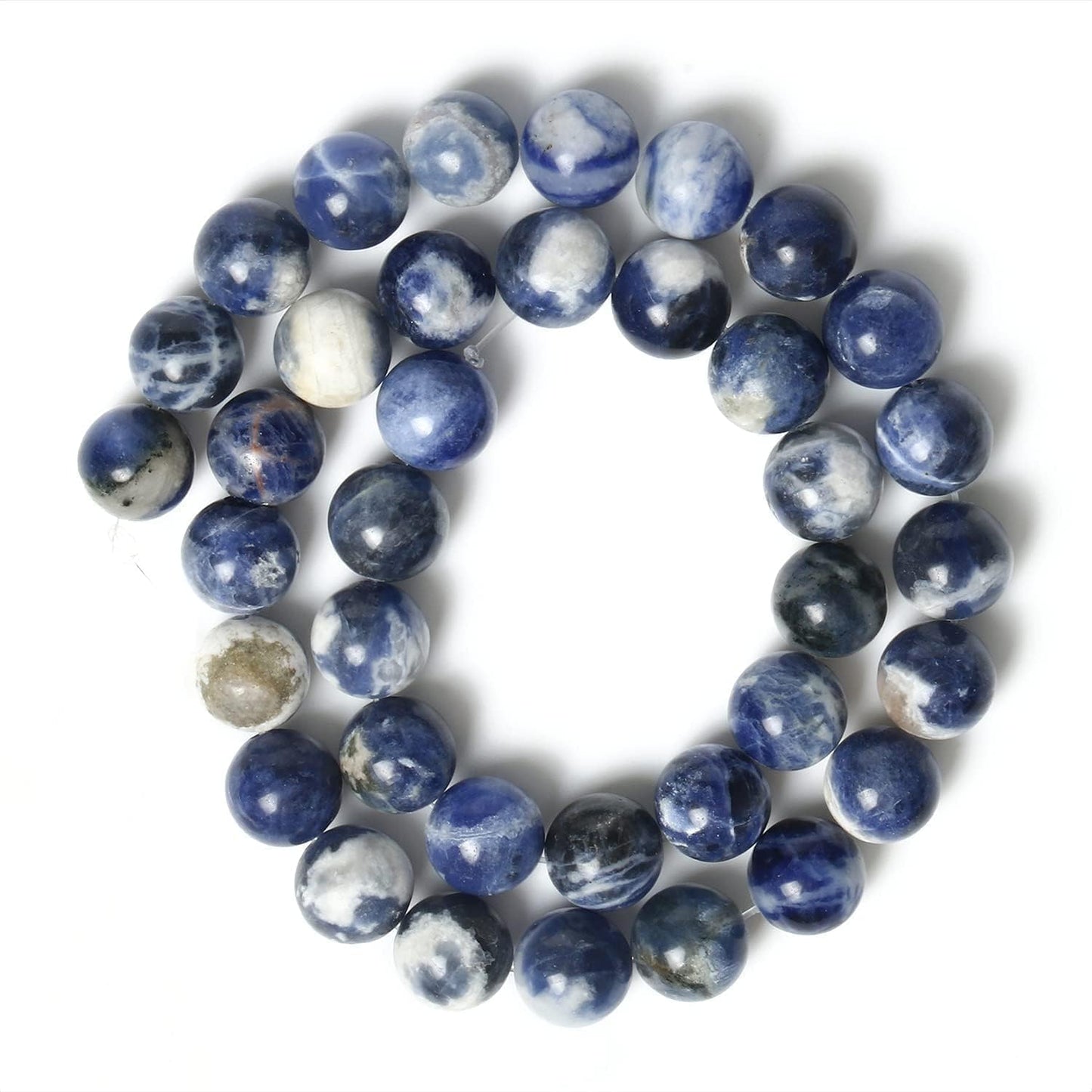About 45pcs 8mm Natural Stone Beads White Blue Sodalite Beads Crystal Gemstone for Jewelry Making, DIY Bracelet Necklace