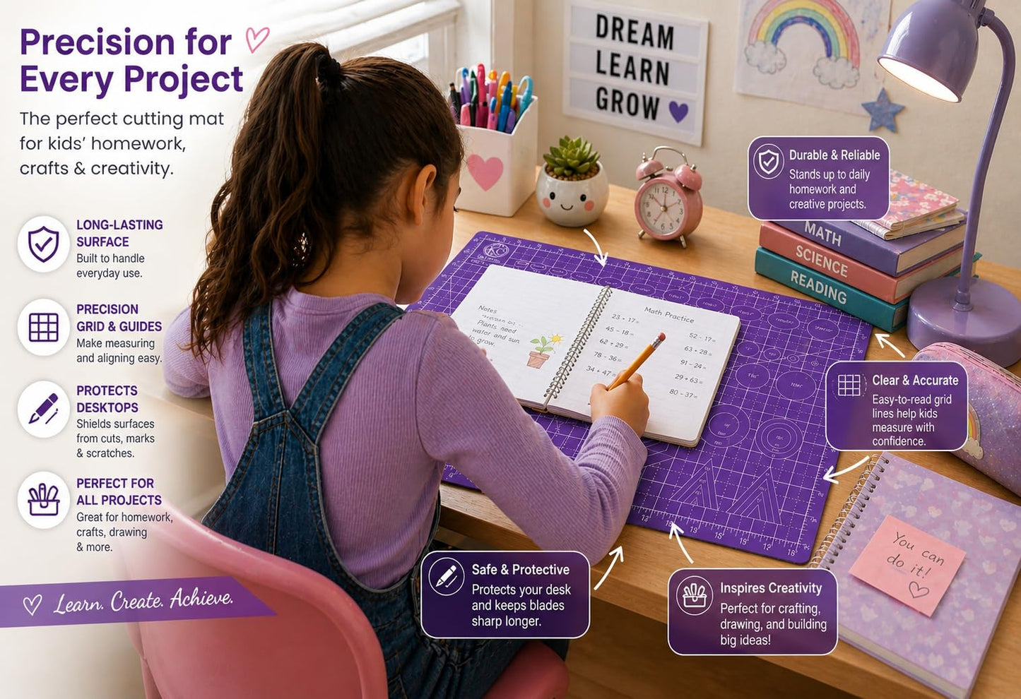 KC GLOBAL A3 (19"x13") Professional Grade Self-Healing Cutting Mat (Purple) - Odor-Free, Double-Sided, Eco-Friendly, Non-Slip, Premium Desk mat for DIY, Crafting, Model Building,and Art Projects