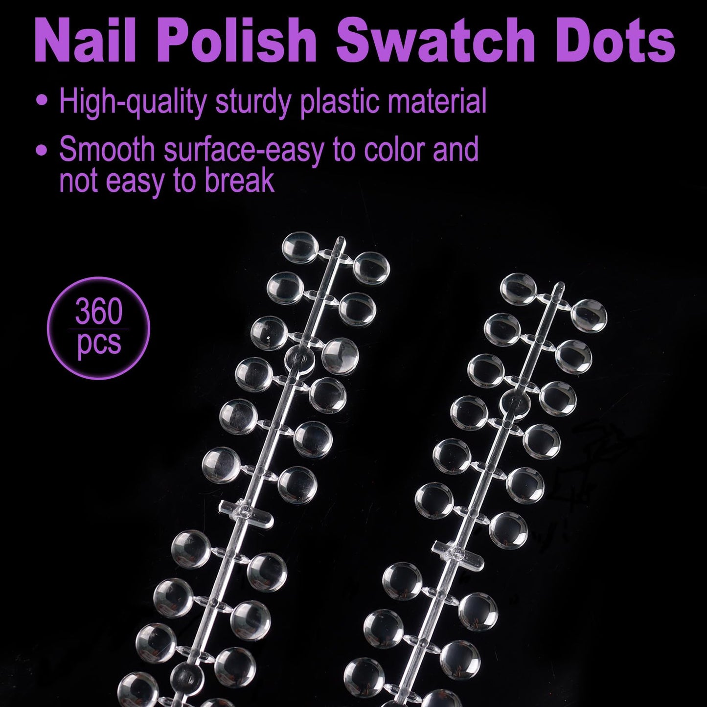 Laza 360pcs Nail Polish Swatch Dots with Adhesive Stickers Box-packed 12mm Clear Round Nail Display Tips Color Sample Tester for Gel Polish