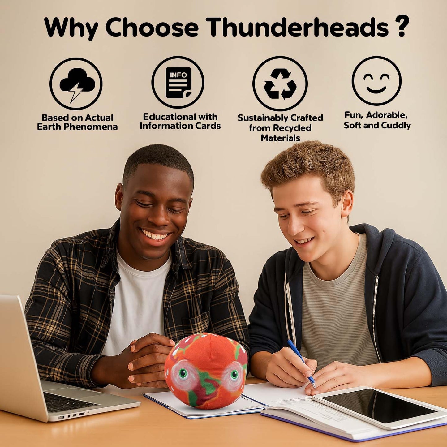 Thunderheads Hot Planet Plushie, Educational Earth Science Plush with Fact Card, STEM Tool for Meteorology, Planet Science and Climate, Eco-Conscious Weather Gift for Educators, & All who Love Nature