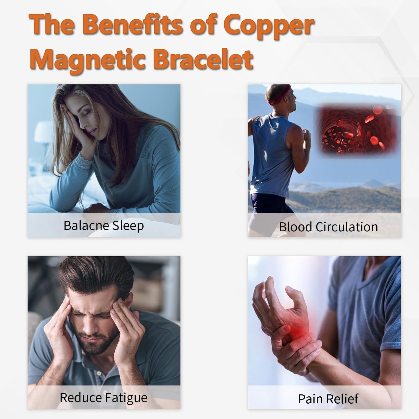 MagEnergy Copper Bracelet for Men, 3-Row Magnet Design, Ultra Strength Magnetic Bracelet 99.99% Pure Copper Wristband Adjustable Jewelry Gift with Sizing Tool