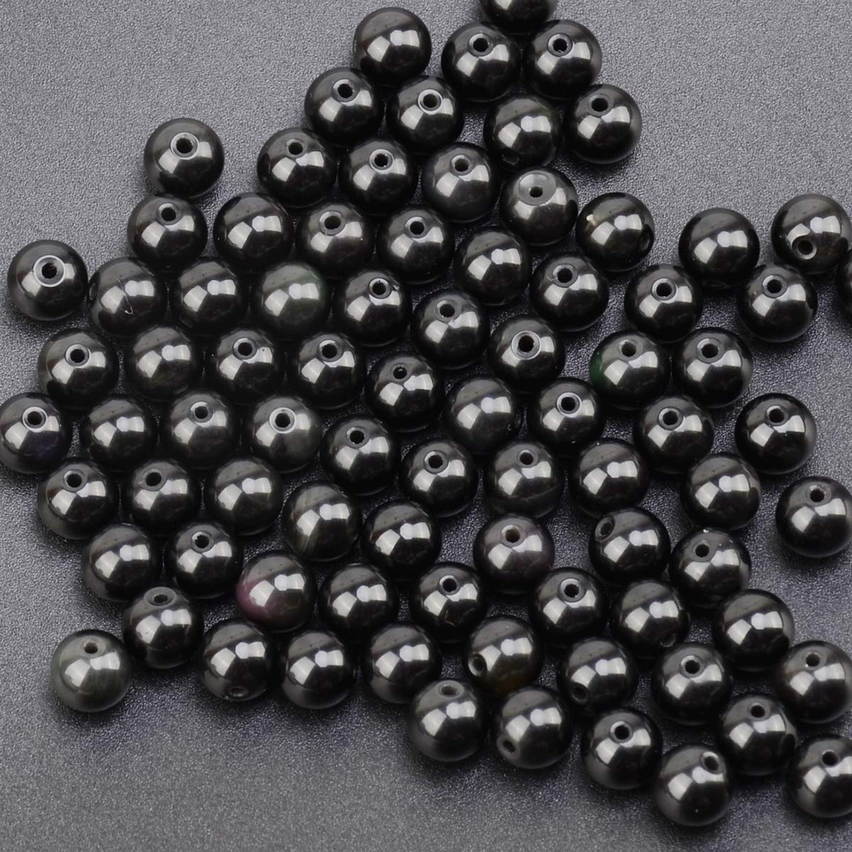 LPBeads 100PCS 8mm Natural Black Obsidian Beads Gemstone Round Loose Beads for Jewelry Making with Crystal Stretch Cord