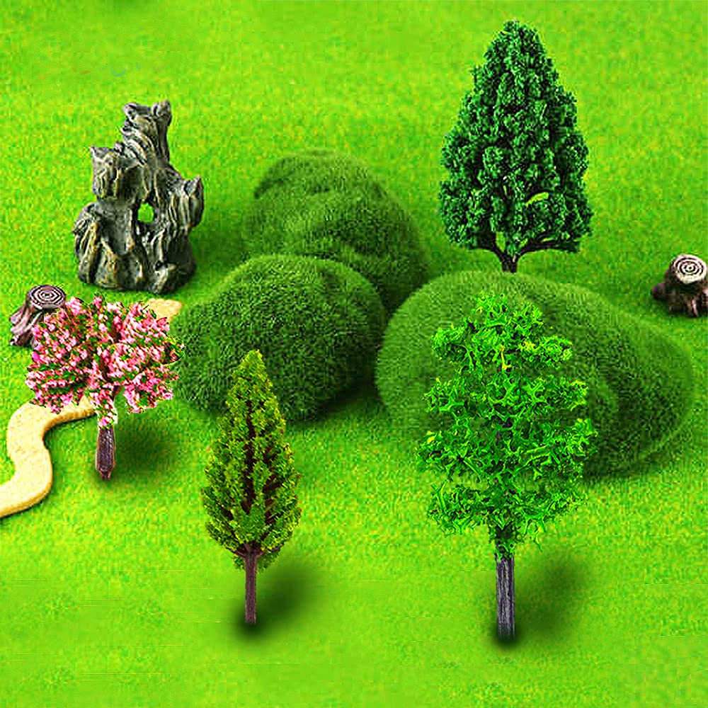 70pcs Mini Mixed Miniature Fake Trees Model Train Scenery Artificial Wargame Trees Model Railroad Scenery Diorama Supplies for DIY Landscape