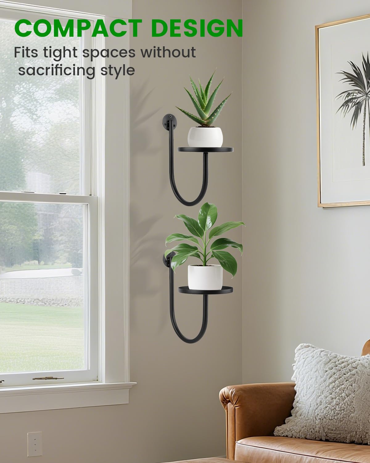 SLLPL Wall Planters for Indoor Plants, Mounted Holder Shelf, Metal Plant Wall Hanger, Decorative Plant Shelf for Indoor Wall Decor (3 Pack)