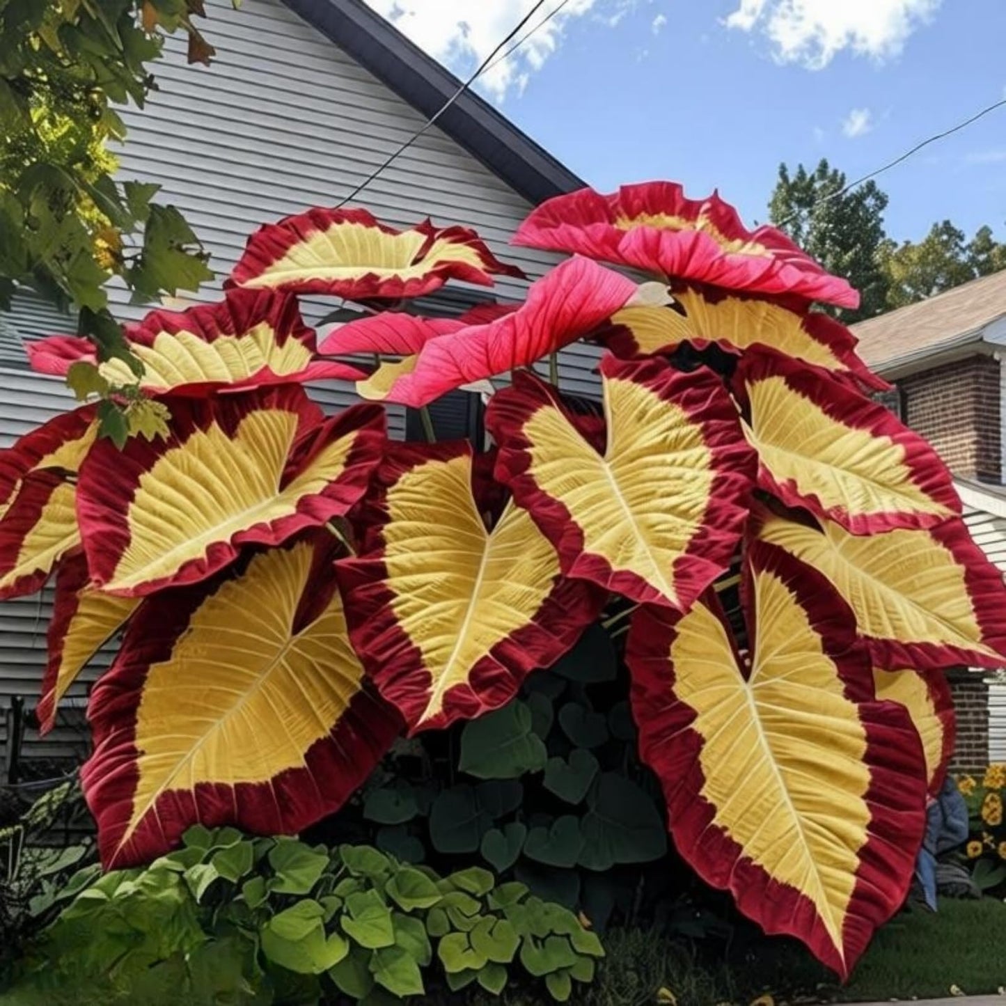 OJHJXUG Instant Gratification Garden-Alocasia Elephant Ear-Compact Size, Colorful Foliage-Metallic Shine-Fast Growing (10)
