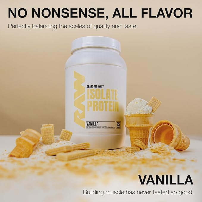RAW Whey Isolate Protein Powder, Vanilla (CBUM Itholate) - 100% Grass-Fed Sports Nutrition Powder for Muscle Growth & Recovery - Low-Fat, Low Carb, Naturally Flavored - 25 Servings