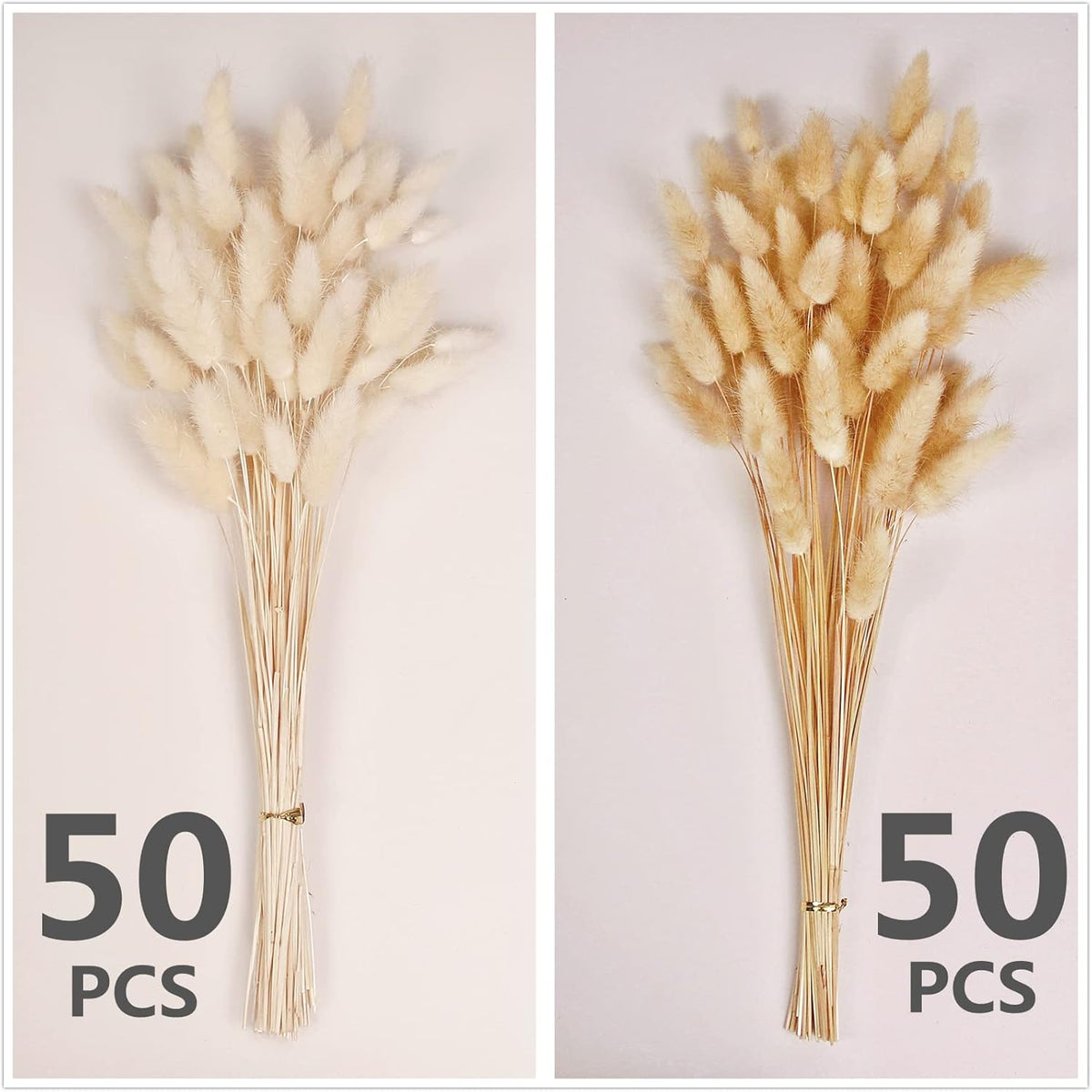 120 PCS Bunny Tails Dried Flowers, Dried Pampas Grass Bouquet, Boho Table Decor, White Pampas Grass Small, Dried Bunny Tails, Pampas Grass for Wedding, Home, Rustic Party, Baby Shower Decorations