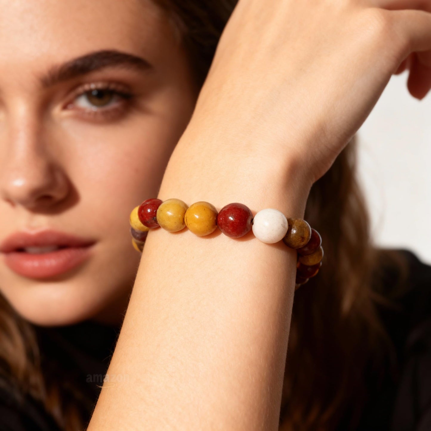 The Vida Handmade AAA+ Quality Crystal Stretch Elastic Bracelet - Nature Gemstone - Jewelry Gift - Holiday Gift - For Women & Men (Mookaite Jasper)