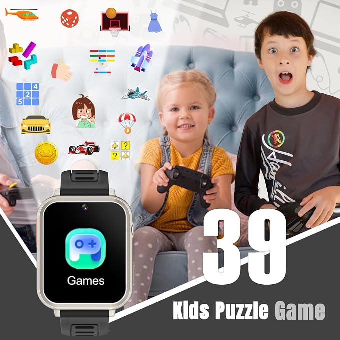 Kids Smart Watch Boys with 39 Puzzle Games HD Touch Screen Music Player