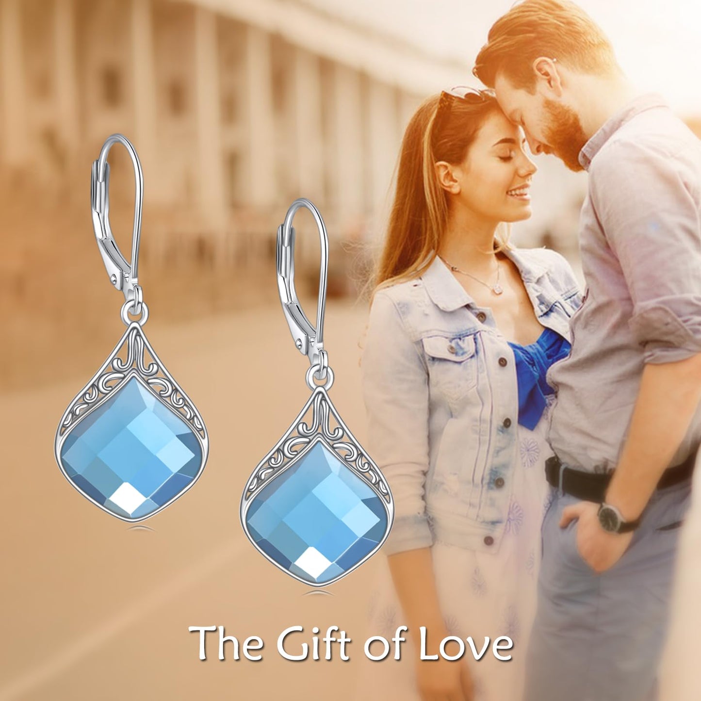 Sapphire Earrings Sterling Silver Blue Stone Teardrop Drop Earrings Irish Celtic Knot Dangle Earrings Jewelry Christmas Gifts for Women