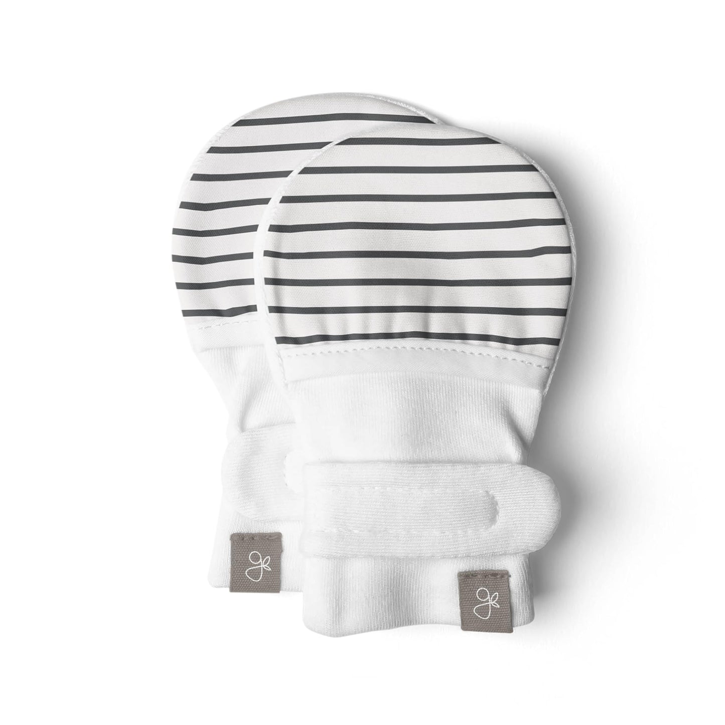 goumikids Viscose Made from Bamboo Cotton Stay-On Mitts, 0-3m Stripe Gray Mitts