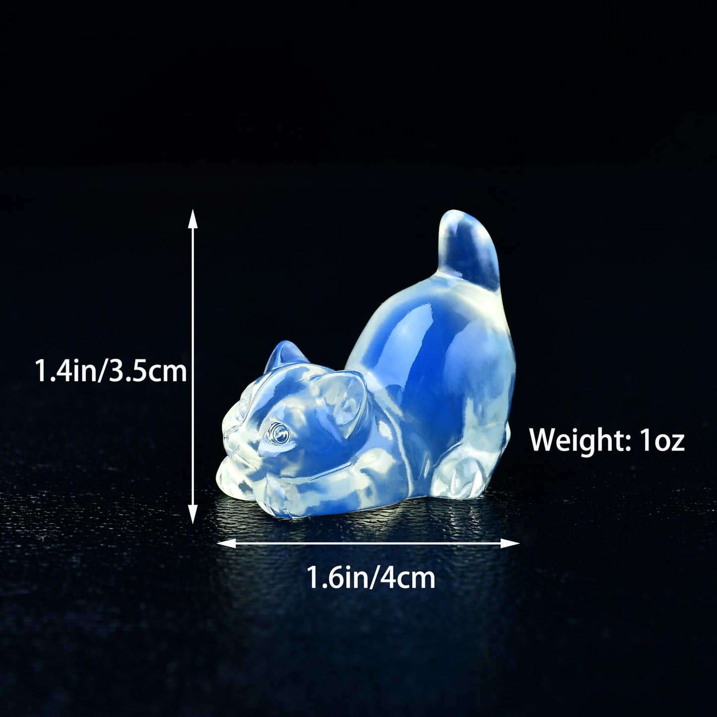 DZJXBZhu Opal Cat Crystal Statue Healing Crystal Reiki Meditation Pocket Gem Guardian Sculpture Home Study Table Desk Decor Collection Gift for Loved Ones