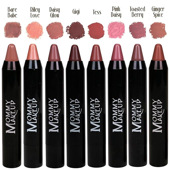Mommy Makeup Triple Sticks Lipstick, Cream Blush & Teatment All-In-One with Shea & Cocoa Butter - Soft & Creamy Moisturizing Lip Crayon For Lips & Cheeks (Bare Babe)