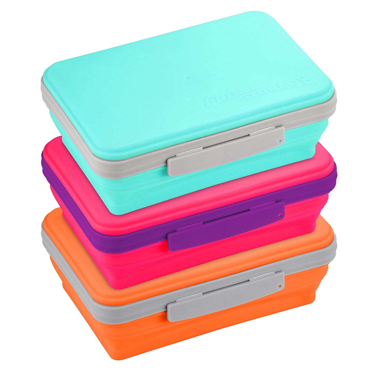 It's Academic Flexi Storage Box with Lid, Collapsible Pencil Case Design for Craft and School Supplies, 3-Pack