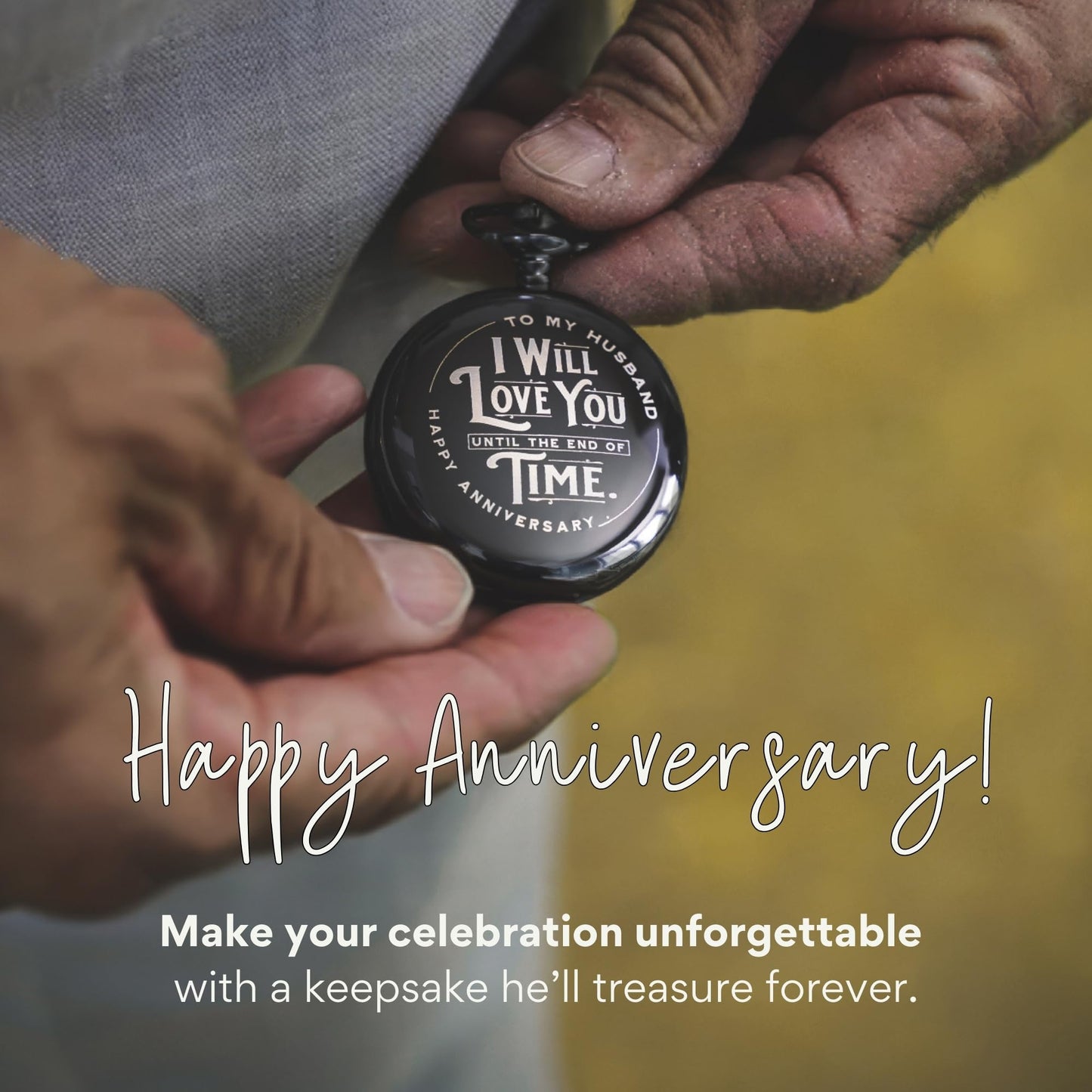 Red Dot Laser Engraving Anniversary Pocket Watch for Husband - Engraved Silver Stainless Steel - Meaningful Keepsake - Boxed and Ready to Give