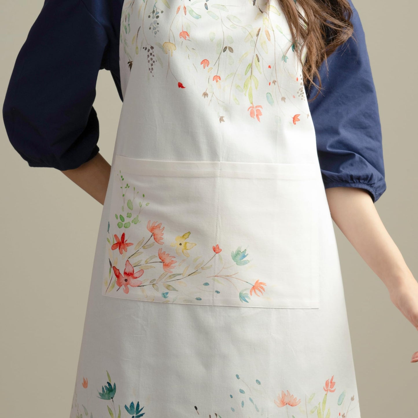 Maison d' Hermine Apron for women with Pocket 100% Cotton 27.50"x31.50" 1 Piece Adjustable Neck Strap & long ties Apron Men, Chef, Wedding, Cooking, Gardening, Server Spring/Summer (Colmar)