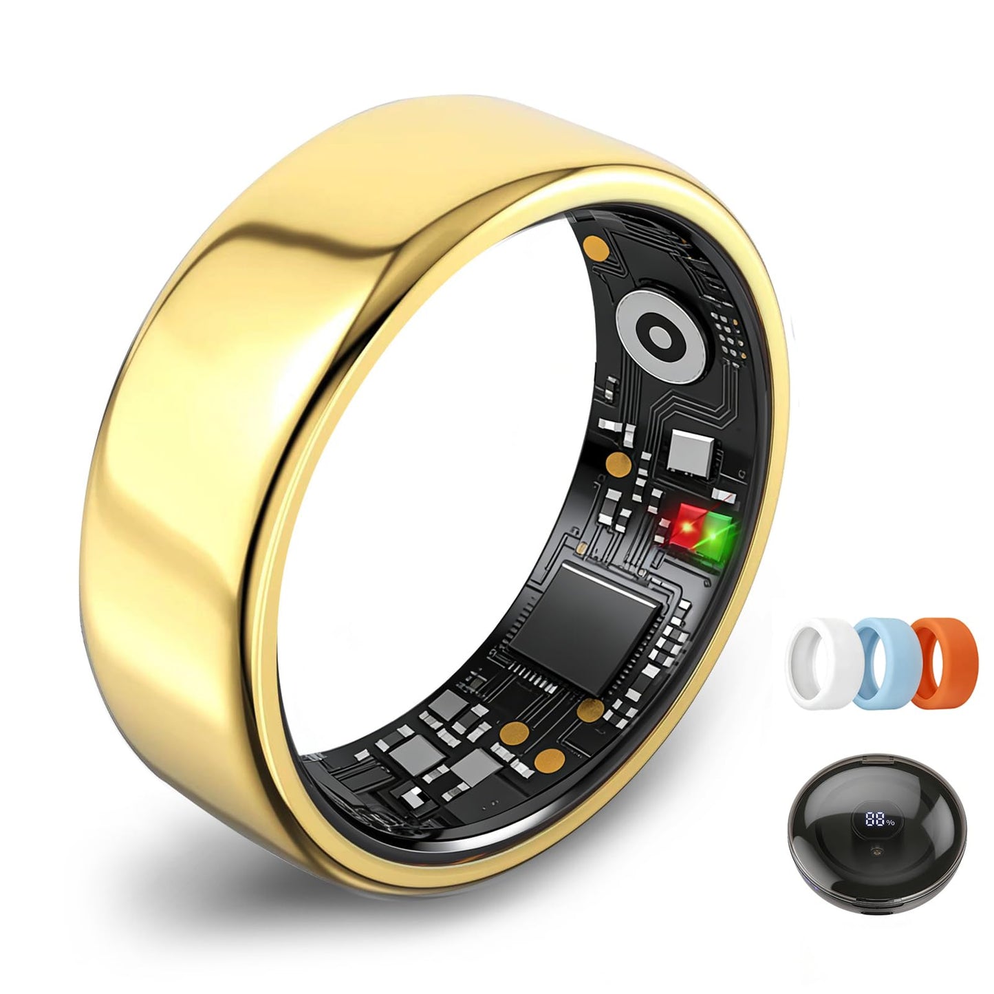 Smart Ring for Women Men,Fitness Tracker Ring,Heart Rate,Blood Oxygen,Step Tracker,Sleep Tracker,Meditation Assistance,No Subscription Fee,IP68 Waterproof Smart Ring for iphone&Android(Gold 13)