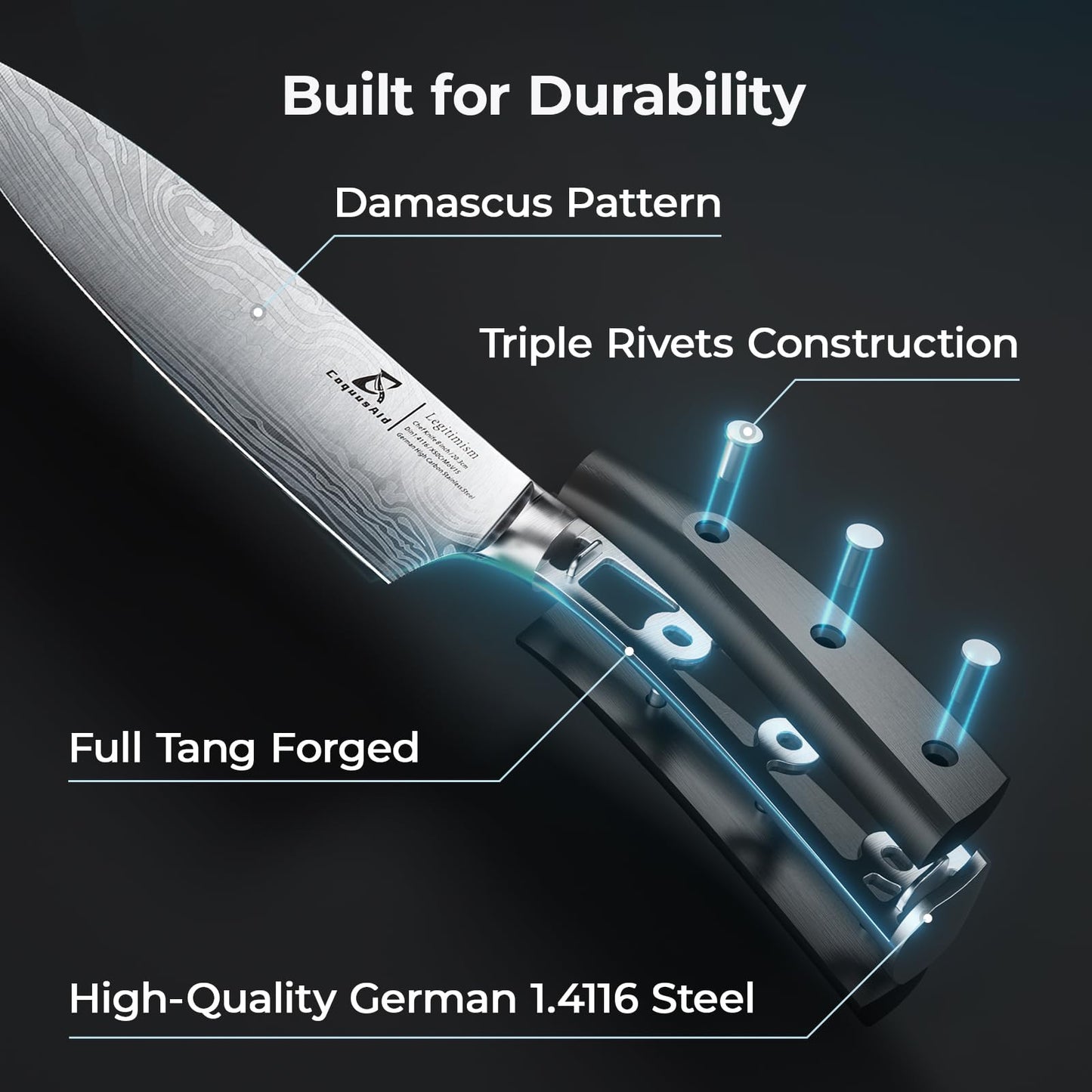 CoquusAid Kitchen Knives Set, 4 PCS Professional Chef Knife Set, Razor Sharp High Carbon Stainless Steel Knife Set, Ergonomic Handle Design, Ideal for Everyday Home Use, Perfect Gifts for Kitchen