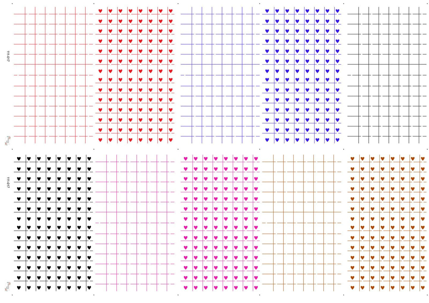 Nail Decals [10 Sheets] Plaid Heart Nail Stickers Set Grid Patterns Lines Colorful Hearts Playful Combinations Neat Structured Designs for Cute Stylish Manicure Looks Fun Everyday Nail Styles
