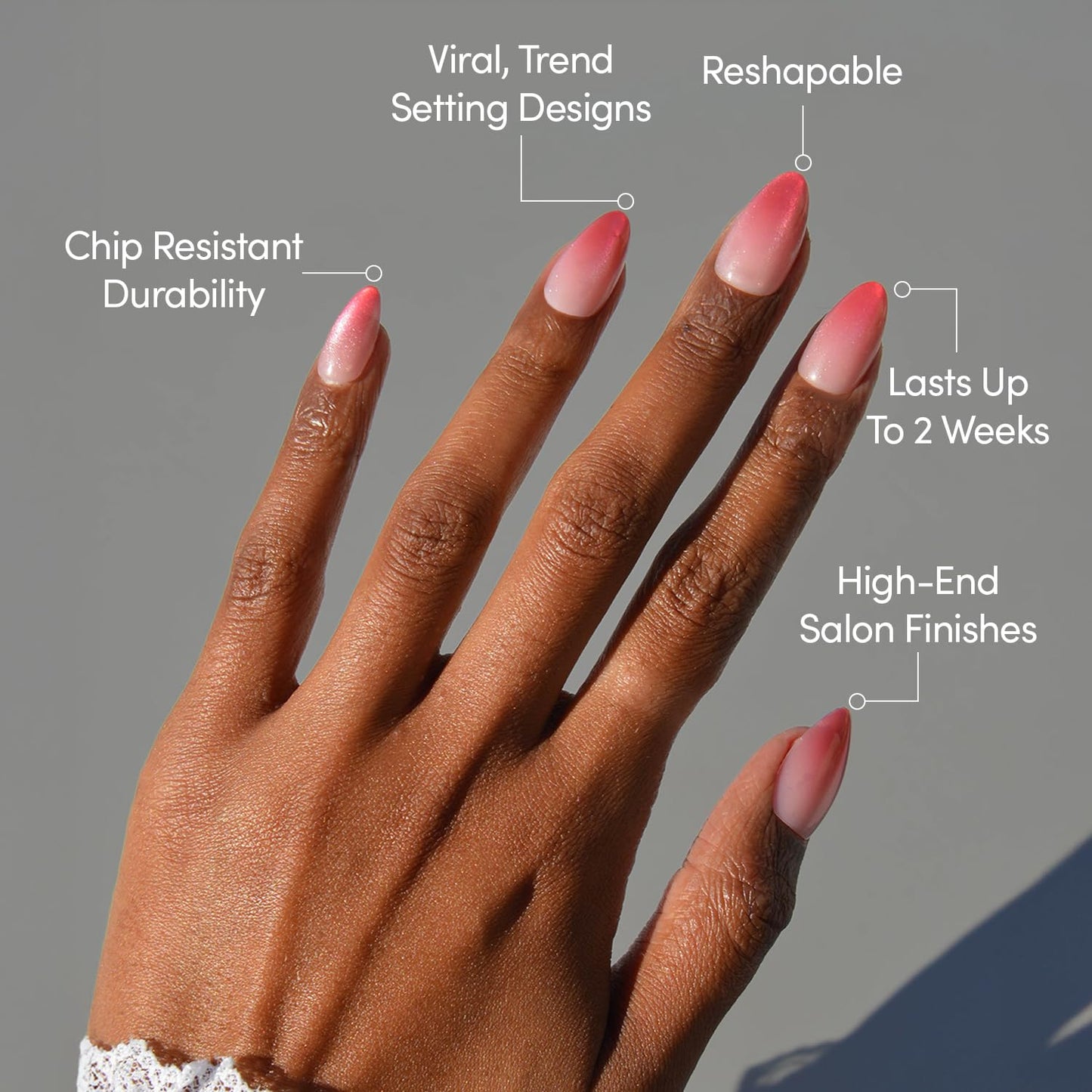 Glamnetic Press-On Nails Bundle - Think in Pink | 3 Short Almond Fake Nails Mixed Pink Hues in Ombré, Velvet & Matte Finishes | Durable, Salon-Quality Nail Kits