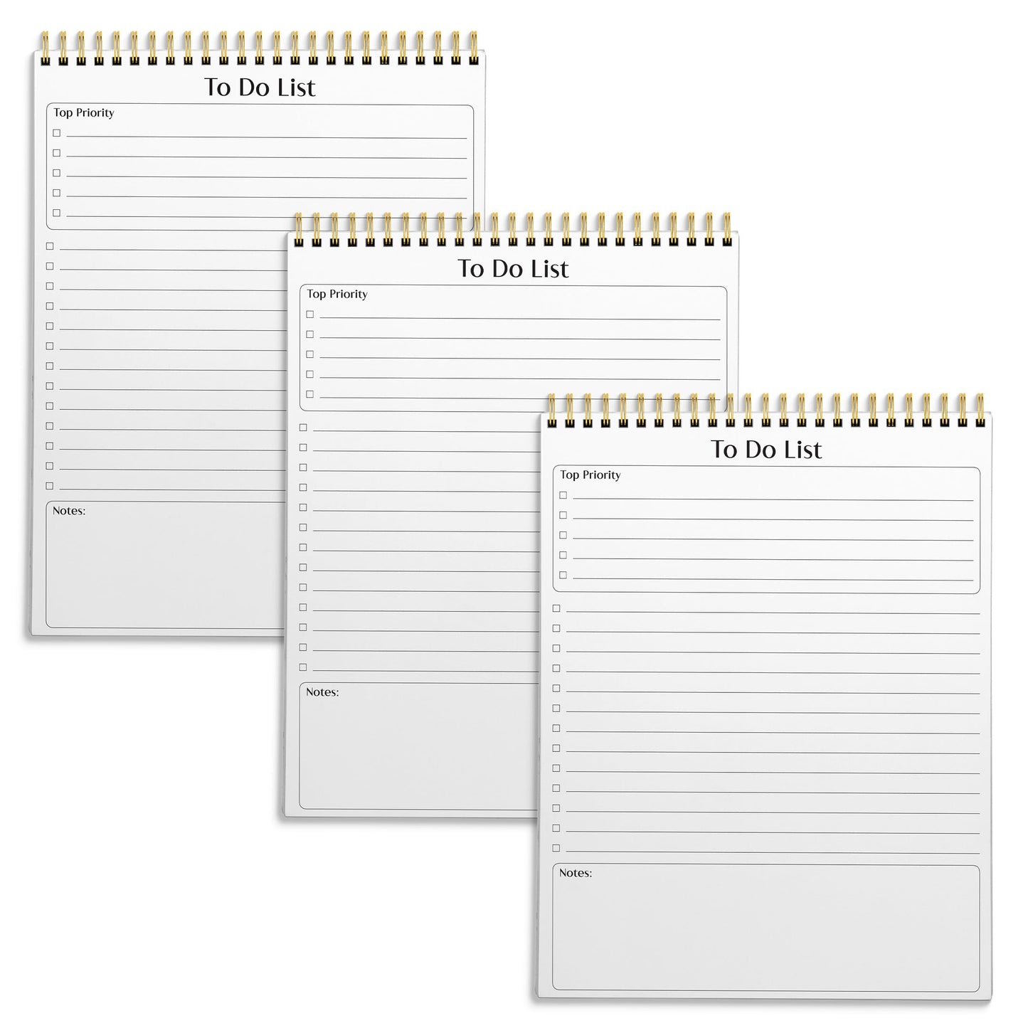 Better Office Products To Do List Notepad, 8.5" x 11", Planning Note Pad, 50 Sheets, Double Wire Spiral, Daily Agenda Productivity Checklist Organizer,(3 Pack)