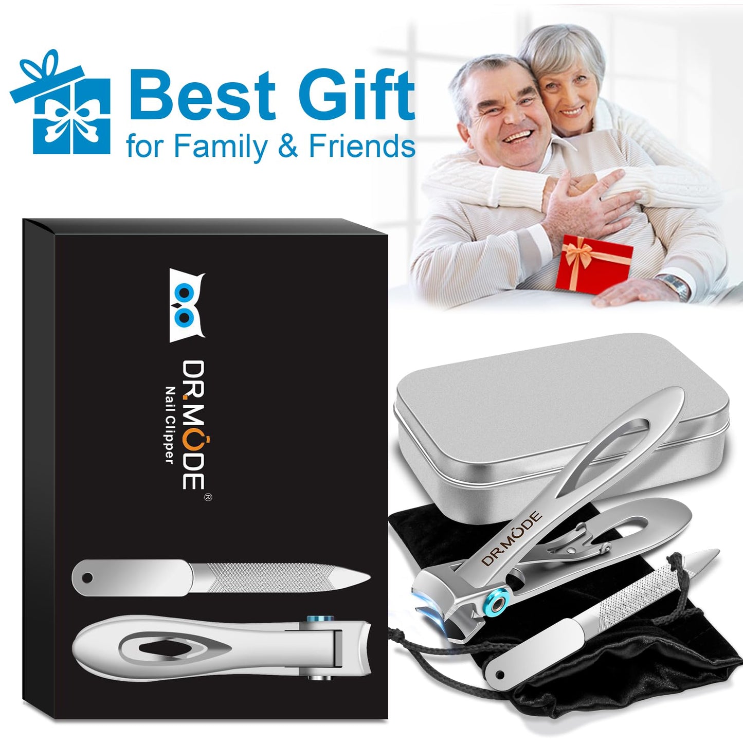 DRMODE Nail Clippers for Men Thick Nails - Large Toe Nail Clippers for Thick Nails for Senior with Wide Jaw Opening, Sharp Finger Nail Clippers Adult Cutter for Tough Nail