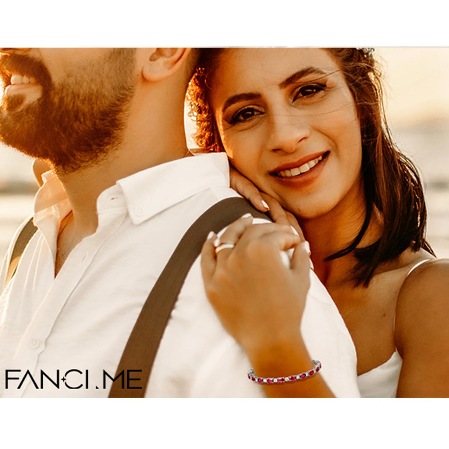 FANCIME July Birthstone Bracelet Sterling Silver Created Ruby Tennis Bracelet Cubic Zirconia Oval Gemstone Dainty Fine Jewelry for Women 7"