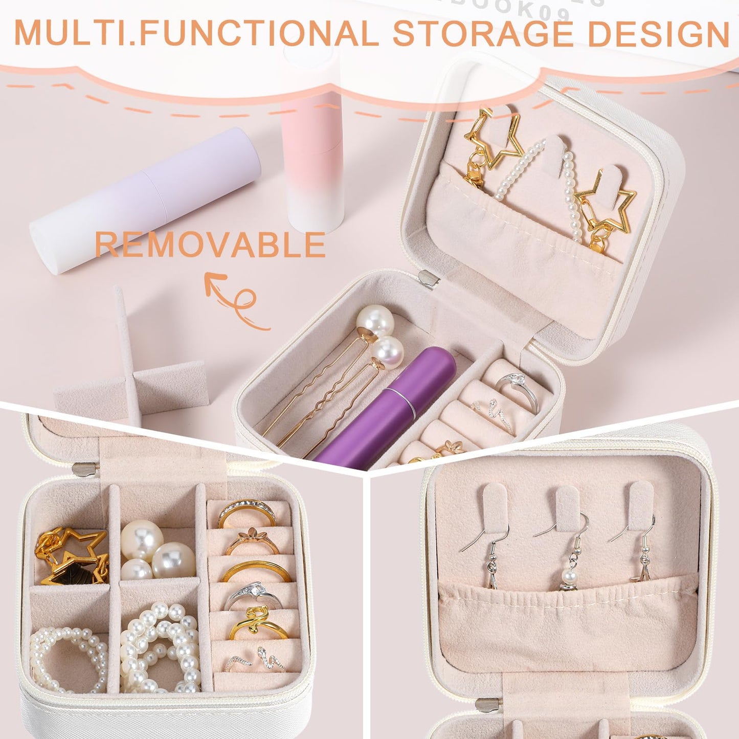 Kifmurase 10Pcs Travel Jewelry Case, Bridesmaid Gifts Box, Small PU Leather Earring Organizer, Jewelry Travel Organizer, Mini Storage Boxes for Women Bridesmaid Proposal Gifts (White)
