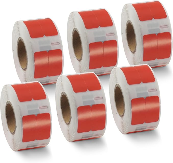 BETCKEY Colored Labels Compatible with Dymo 30333 (1/2" x 1") Extra Small Labels (2-up), Compatible for Dymo LabelWriter Thermal 450, 4XL & Zebra Desktop Printers [6 Rolls, Red]