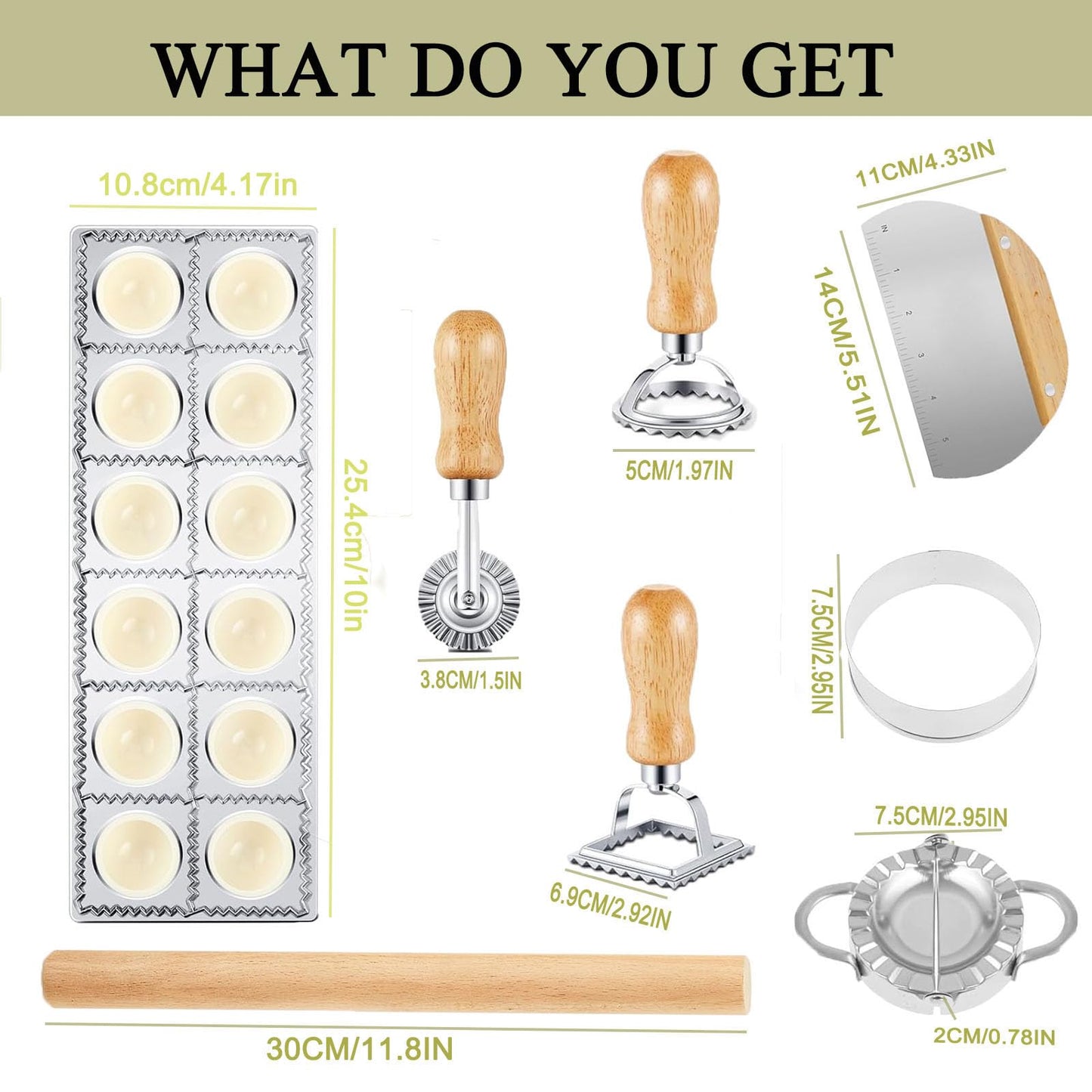 8 Pcs Ravioli Mold Set Include Ravioli Maker Press ，Dough Scraper, Dumpling Maker, Ravioli Maker Cutter set,Pasta Making Kit for Ravioli Press Mold,Suitable for Kitchen Beginners Gift (A)