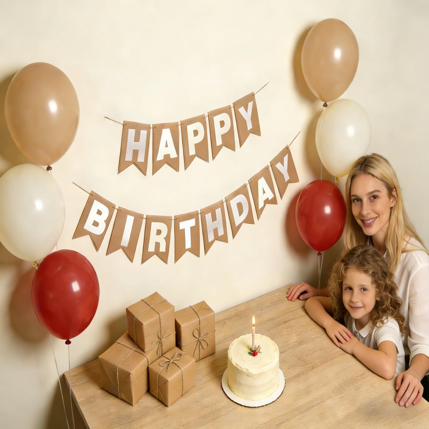 DIY Felt Banner Kit for Custom Messages, Reusable Customizable Party Banner with Detachable Letters, 28 Pennants, Hook & Loop Dots & Jute Rope for Birthday, Graduation, Baby Shower