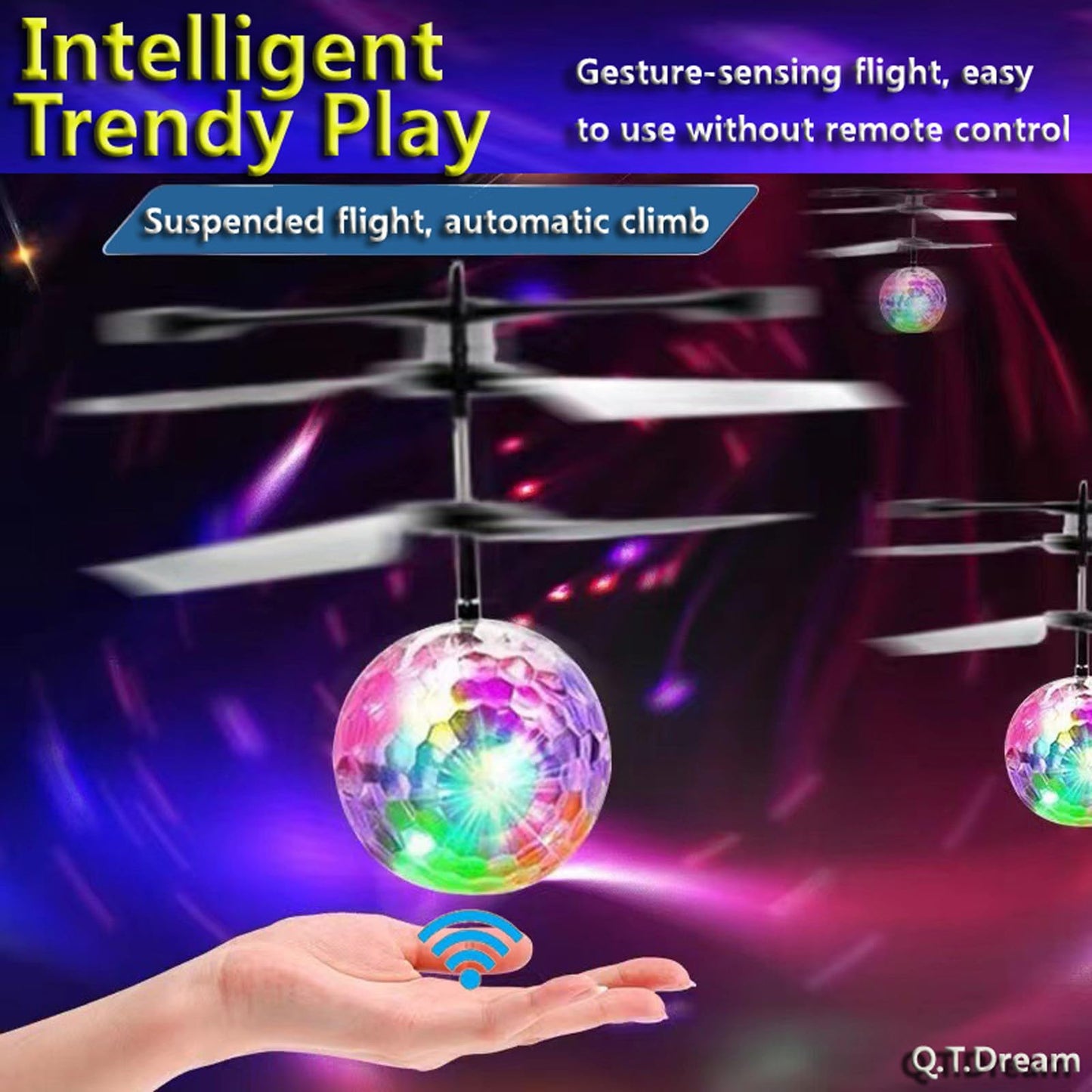 Inductive Flying Crystal Ball, Suspended Flying Ball with Lights, Infrared Sensor Aircraft Toy