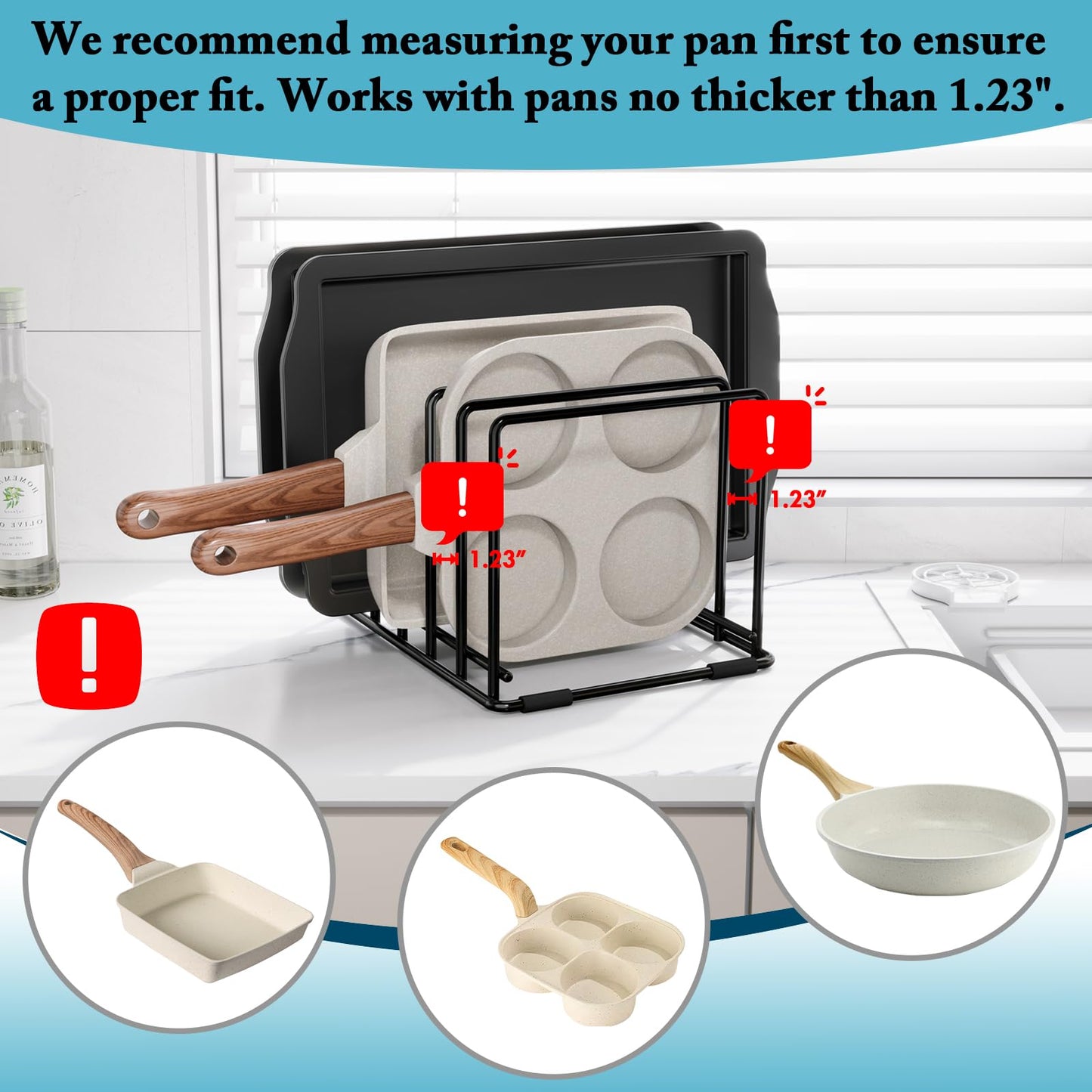 SAGLAU 2-Pack Cutting Board Organizer, 5-Slot Steel Kitchen Storage Rack for Cutting Boards, Baking Trays, and Thin Pans - Compact Clutter-Free Solution