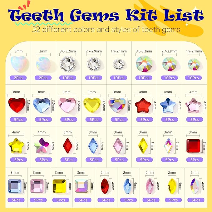 Teeth Gem Kit,Tooth Gems Kit for Teeth DIY Crystals Tooth gem Jewel for Girls Y2K Fashionable Butterfly Love Cross Spider for Boys Harmless (White)
