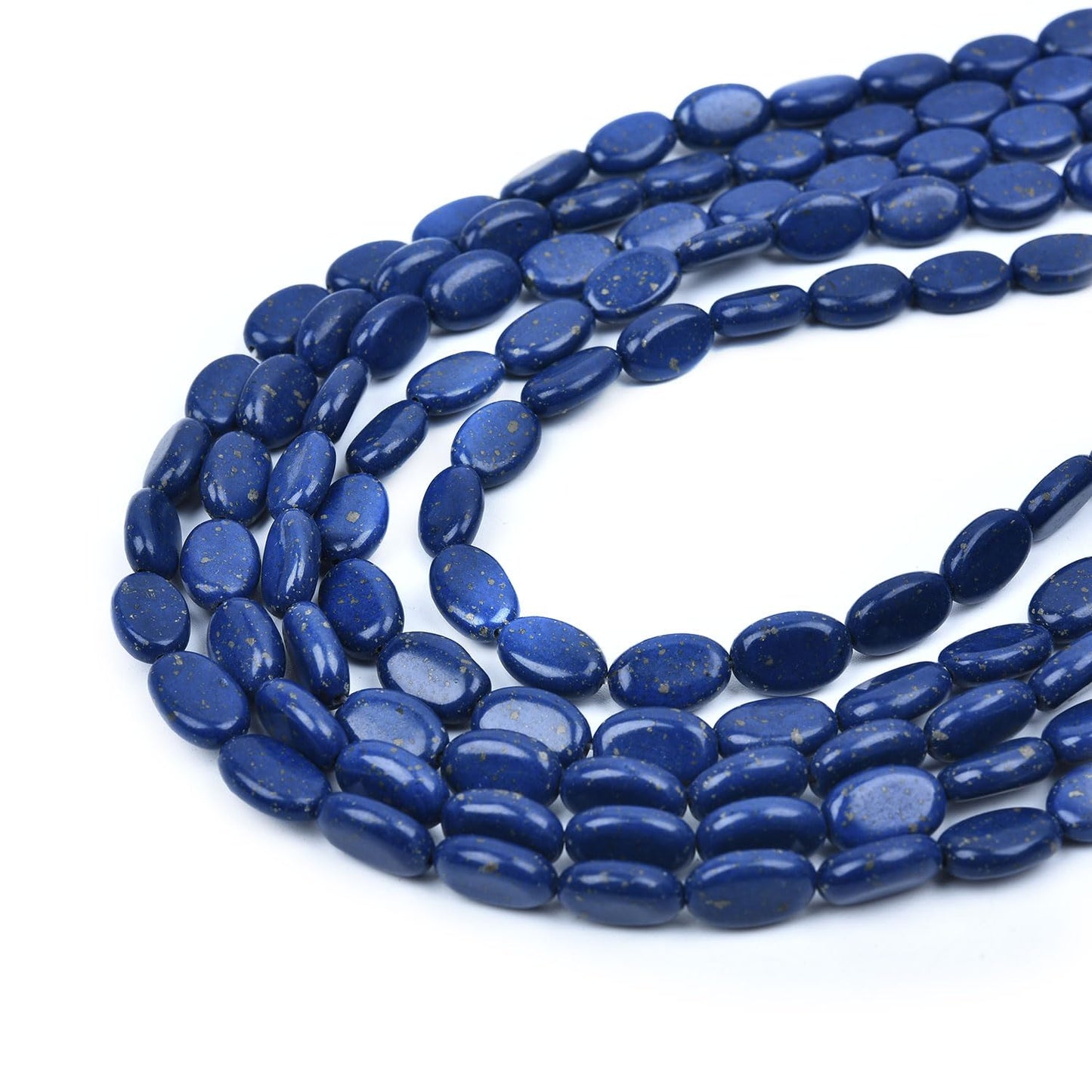 HAAMIIQII 12x8mm Lapis Lazuli Oval Stone Spacer Beads, Loose Gemstone Beads for Jewelry Making, DIY Bracelet, Necklace, Healing Crystal 15 Inch (33pcs)