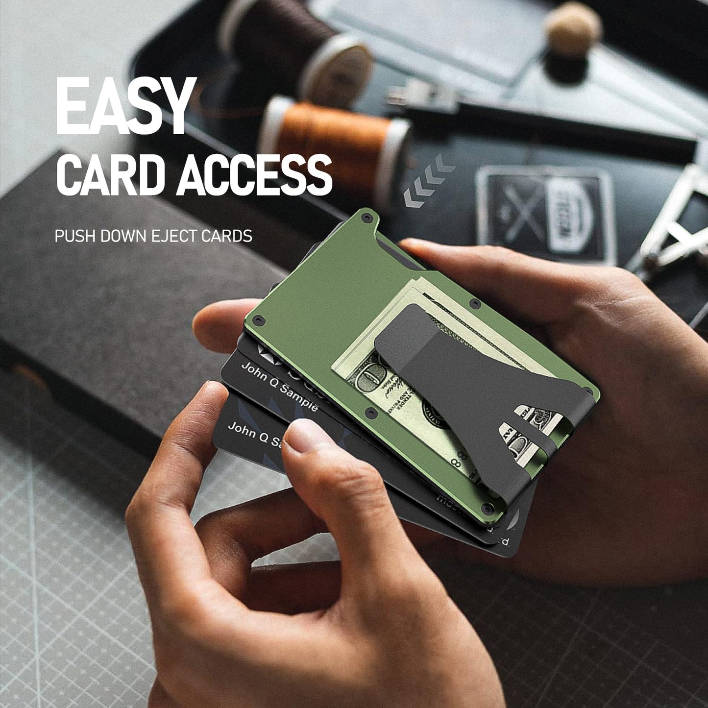 Personalized E-Ink Air Tag Wallet - Trackable Wallet with Custom Electronic photo/Text/Contact information, Slim RFID Credit Card Holder build-in Find My Tracker, Gift for Men/Women