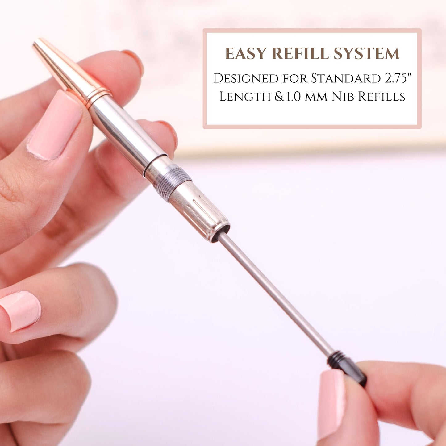 Veway - Luxury Pens for Women, 5 Glitter Rose Gold Writing Pens, Exclusive Pen Sets for Women Gift, Refillable Ballpoint Gift Set for Teachers, Executives & Special Occasions