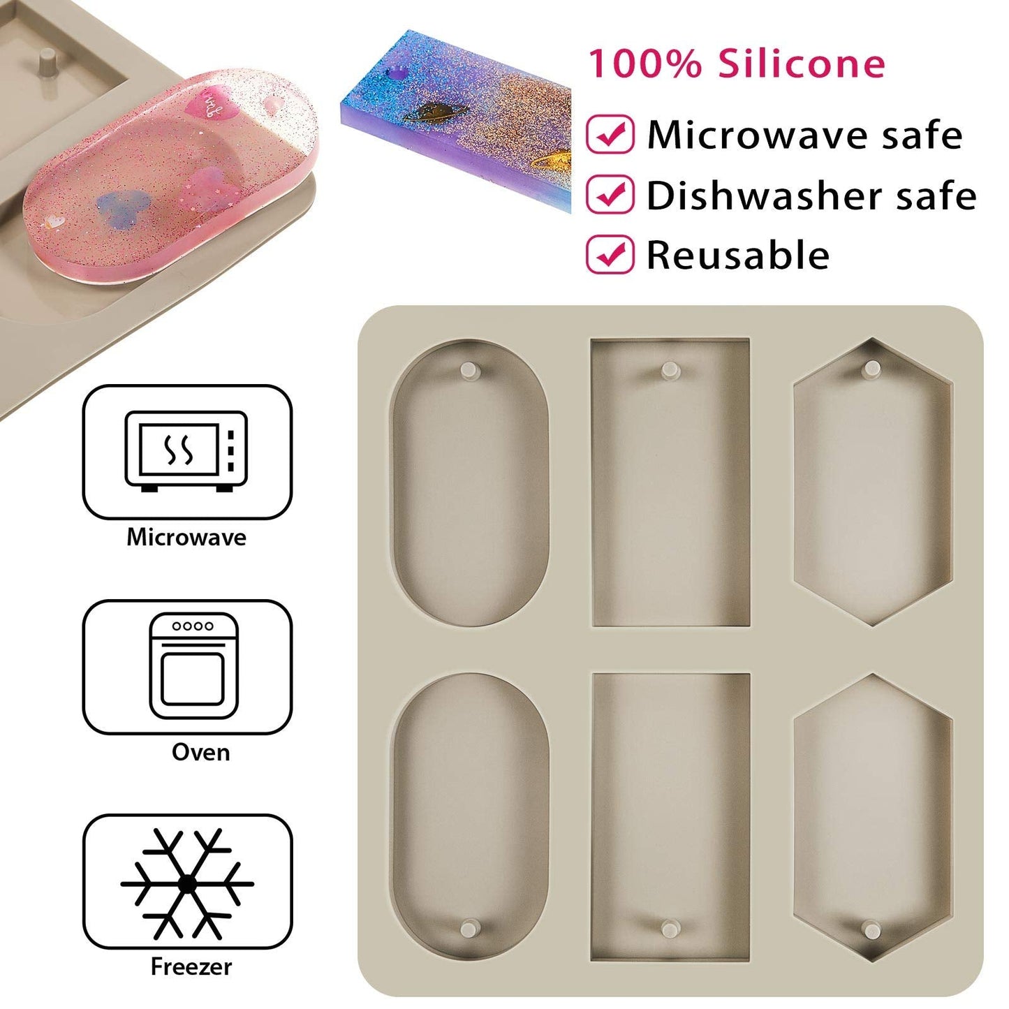 Patelai 2 Pcs Silicone Wax Melt Molds Silicone Resin Keychain and Wax Sachets Epoxy Casting Jewelry Making Molds with Hanging Holes for DIY Jewelry Handicrafts Making(Stylish Style)