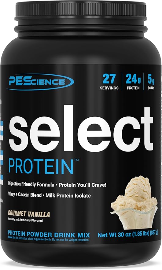 PEScience Select Low Carb Protein Powder, Gourmet Vanilla, 27 Serving, Whey and Casein Blend, Keto Friendly, Gluten Free, Best Tasting, Clean Isolate for Women and Men