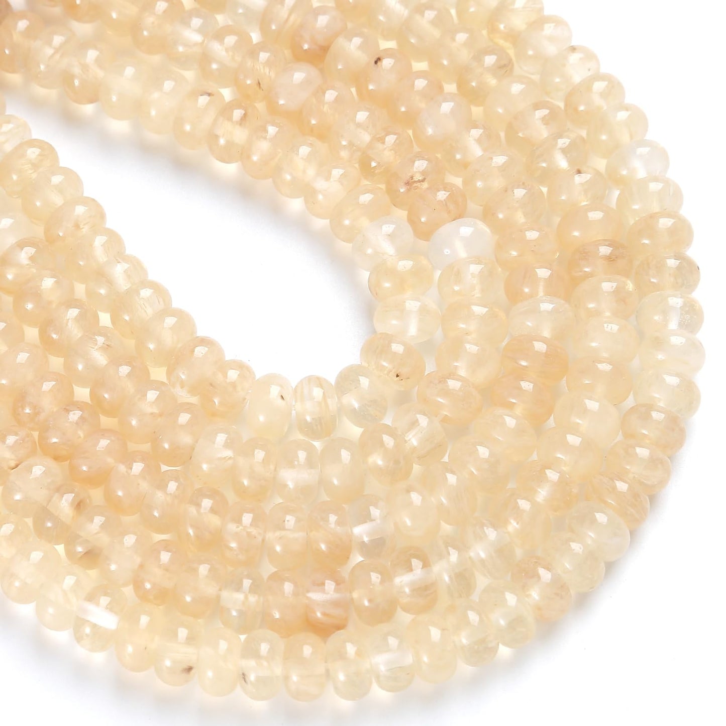 76pcs 5x8mm Natural Stone Tea Watermenlon Jade Rondelle Spacer Loose Beads Abacus Disk Stone Round Loose Gemstone Beads for Jewelry Making DIY Bracelet Necklace