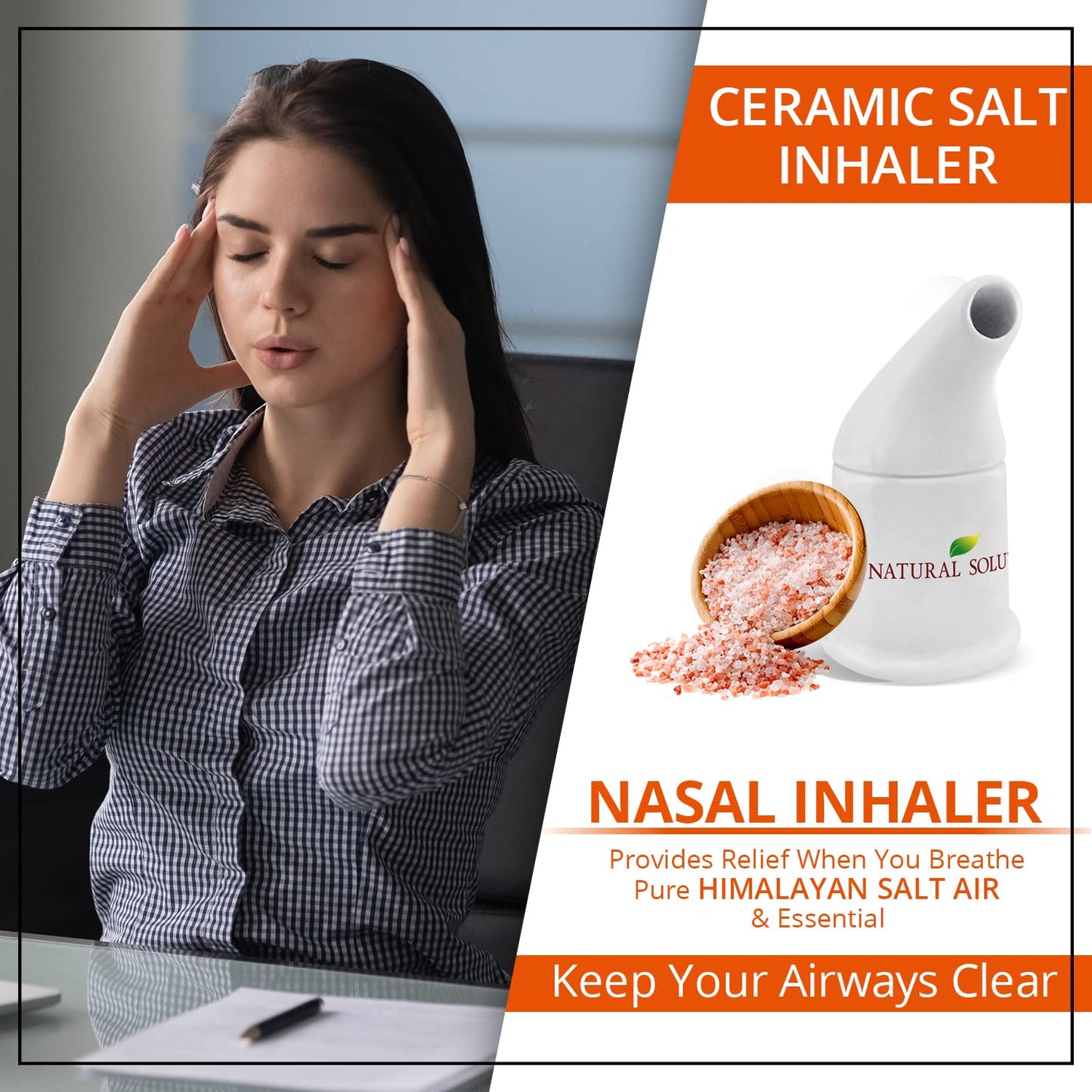 Natural Solution Himalayan Salt Inhaler Ceramic with Himalayan Pink Salt – A Simple and Natural Way to Enjoy a Refreshing and Soothing Salt Air Experience