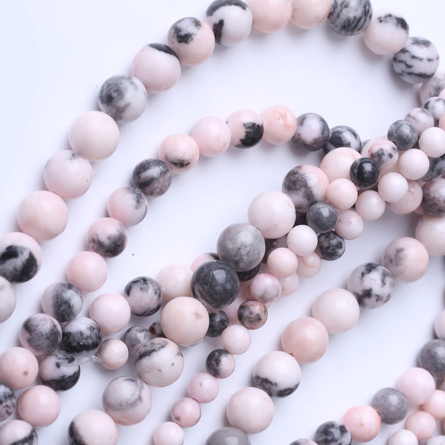 10MM Pink Zebra Jaspers Round Loose Beads Natural Gem Beads Crystal Energy Stone Beads for Jewelry Making DIY Bracelet Necklace