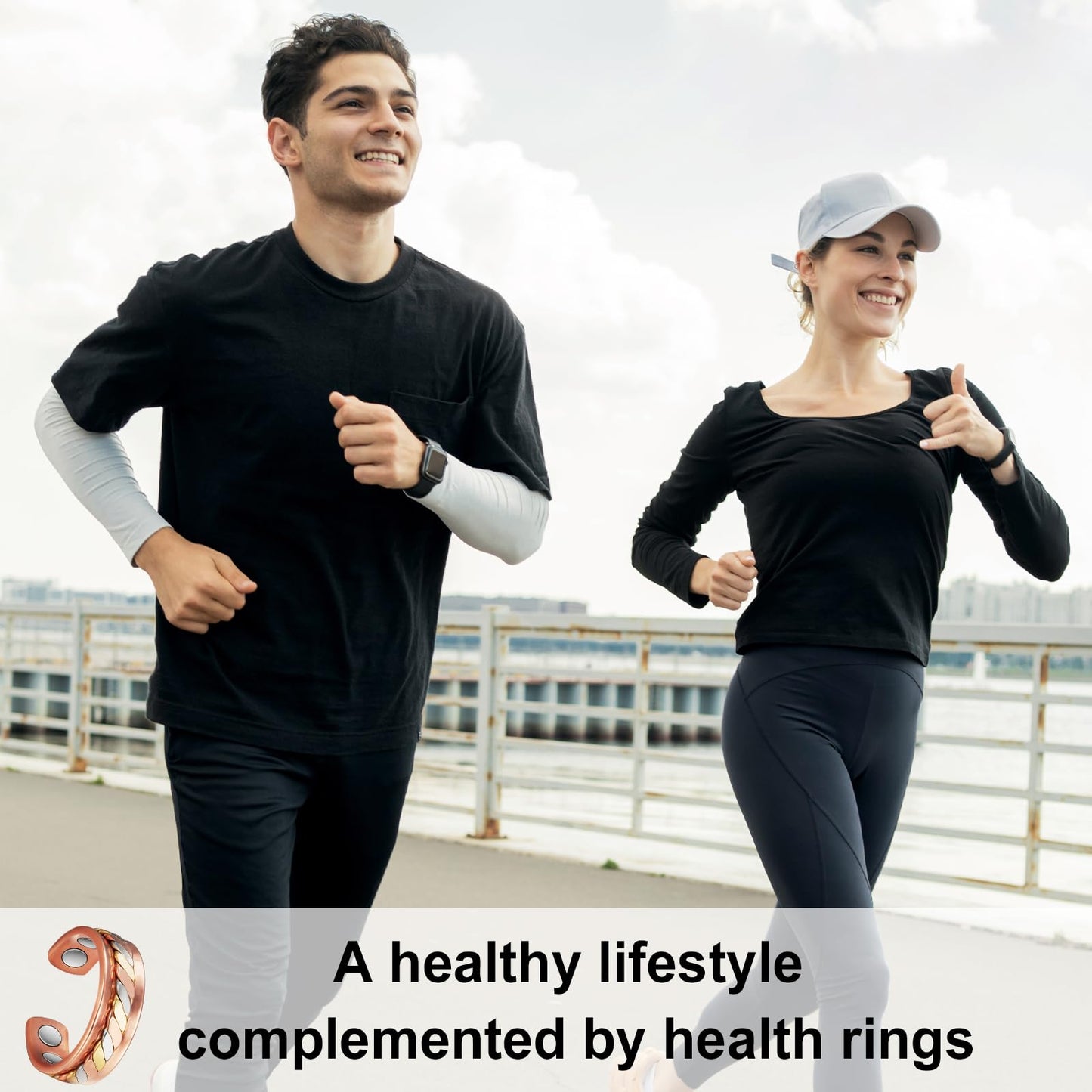 MagVIVACE Copper Rings for Men Women Magnetic Ring, Tricolor Gold 99.9% Solid Copper Couples Megnetfield Ring with Magnet (2.6 inch)