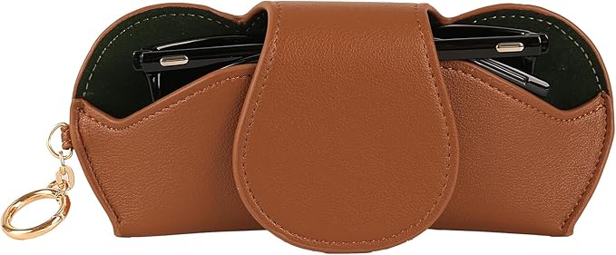 KINIVA Sunglasses Holder for Car Visor with Hanging Hook Portable Leather Glasses Storage Bag with Detachable Clips