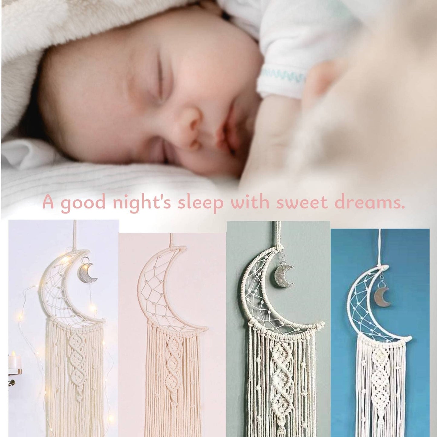 Dream Catchers, Moon Dream Catcher with Lights-Macrame Dreamcatcher Bedroom Wall Decor,Dream Catcher Girls Room Decor Teenager,Moon Gifts Dream Catchers for Boys Mom Women-Catcher Boho Wall Decor